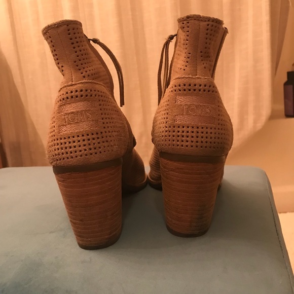 Taupe TOMS heeled open toe booties 8.5 - Picture 2 of 6